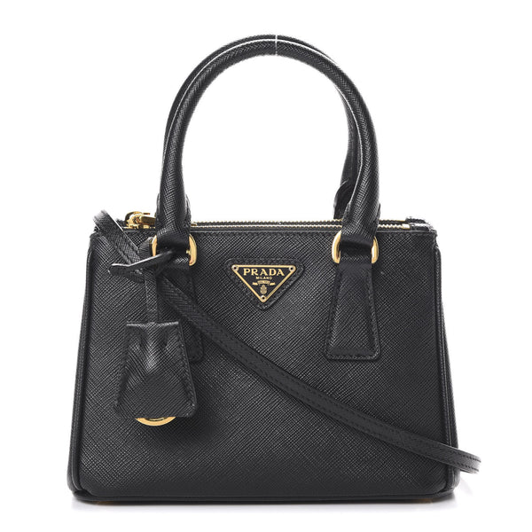 Prada Saffiano Lux Mini Galleria Double Zip Tote Black 586545