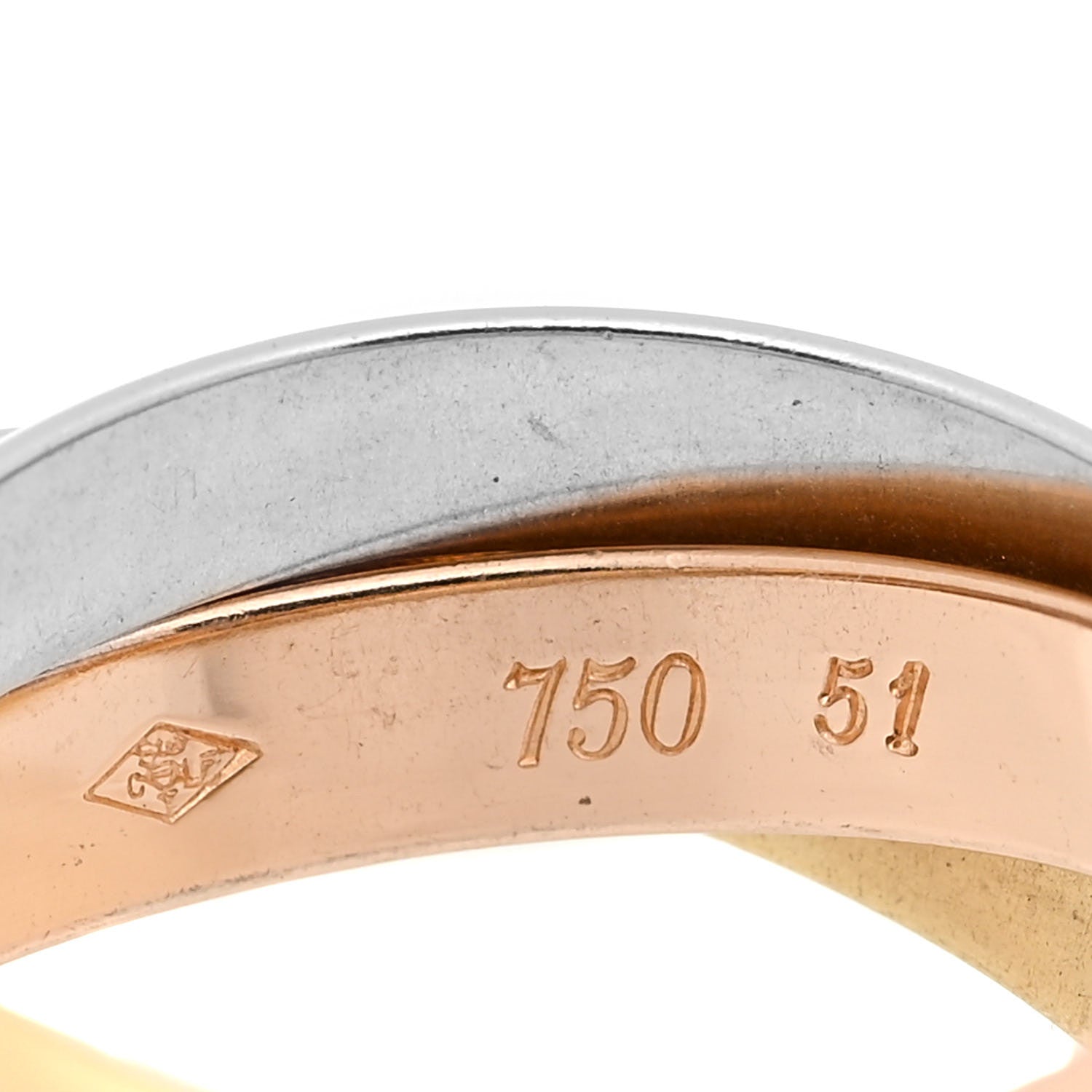 Cartier 18K Pink Yellow White Gold Classic Les Must De Cartier Trinity Ring 51 5.75 4 of 5