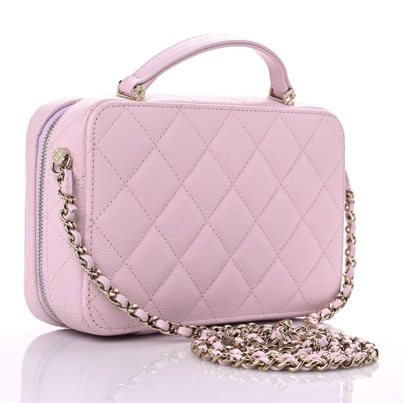 Caviar Quilted Vanity Case Light Pink