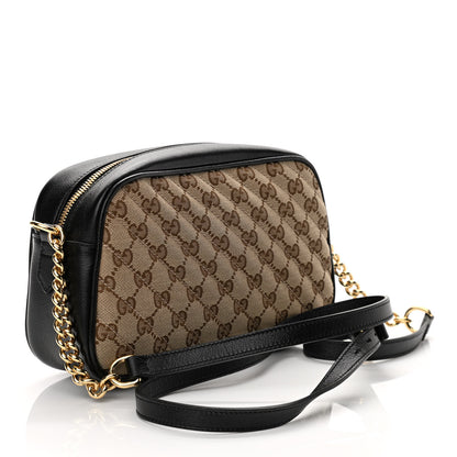 Gucci Monogram Matelasse Diagonal Small GG Marmont Chain Shoulder Bag Beige Black 3 of 10