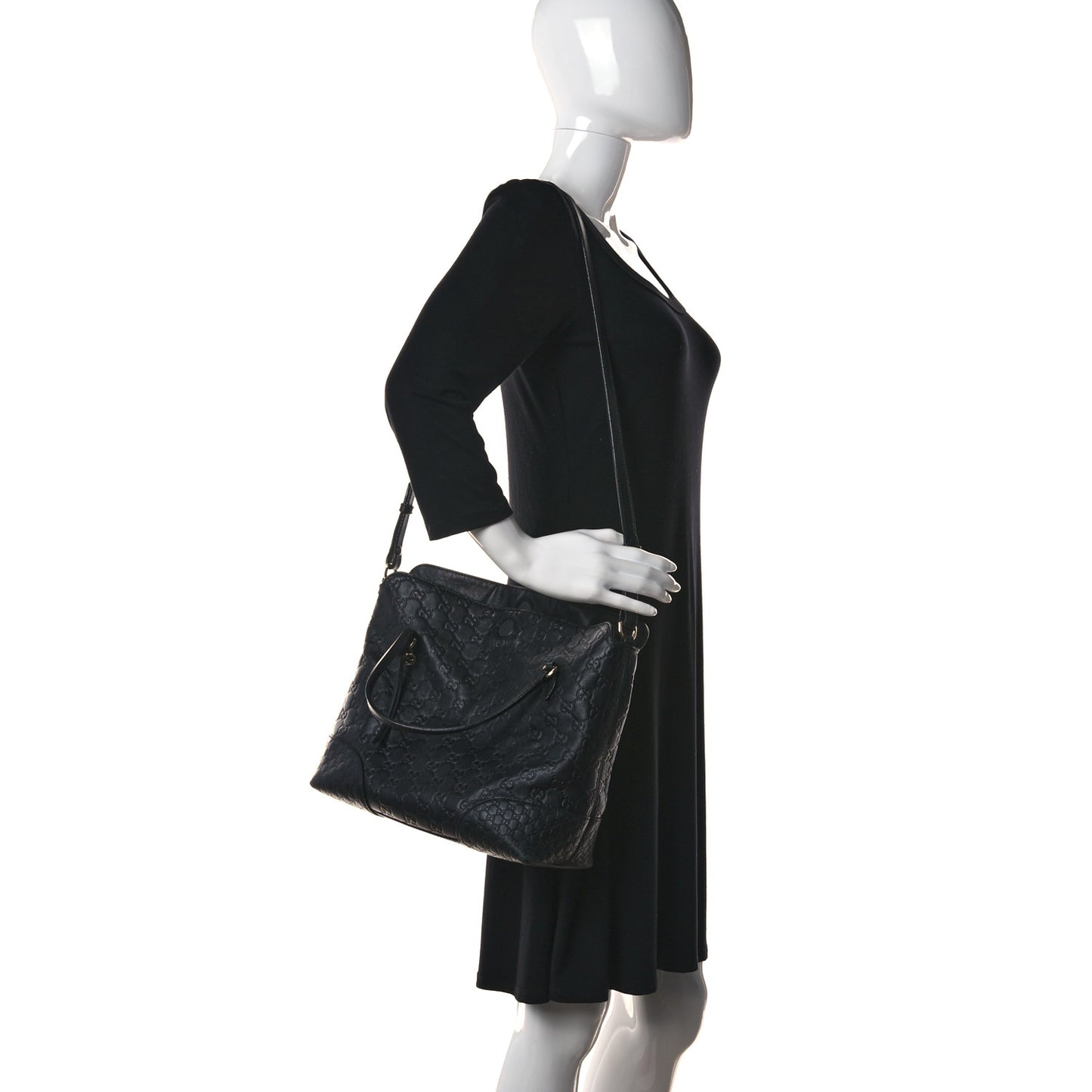 Guccissima Medium Bree Foldover Tote Black