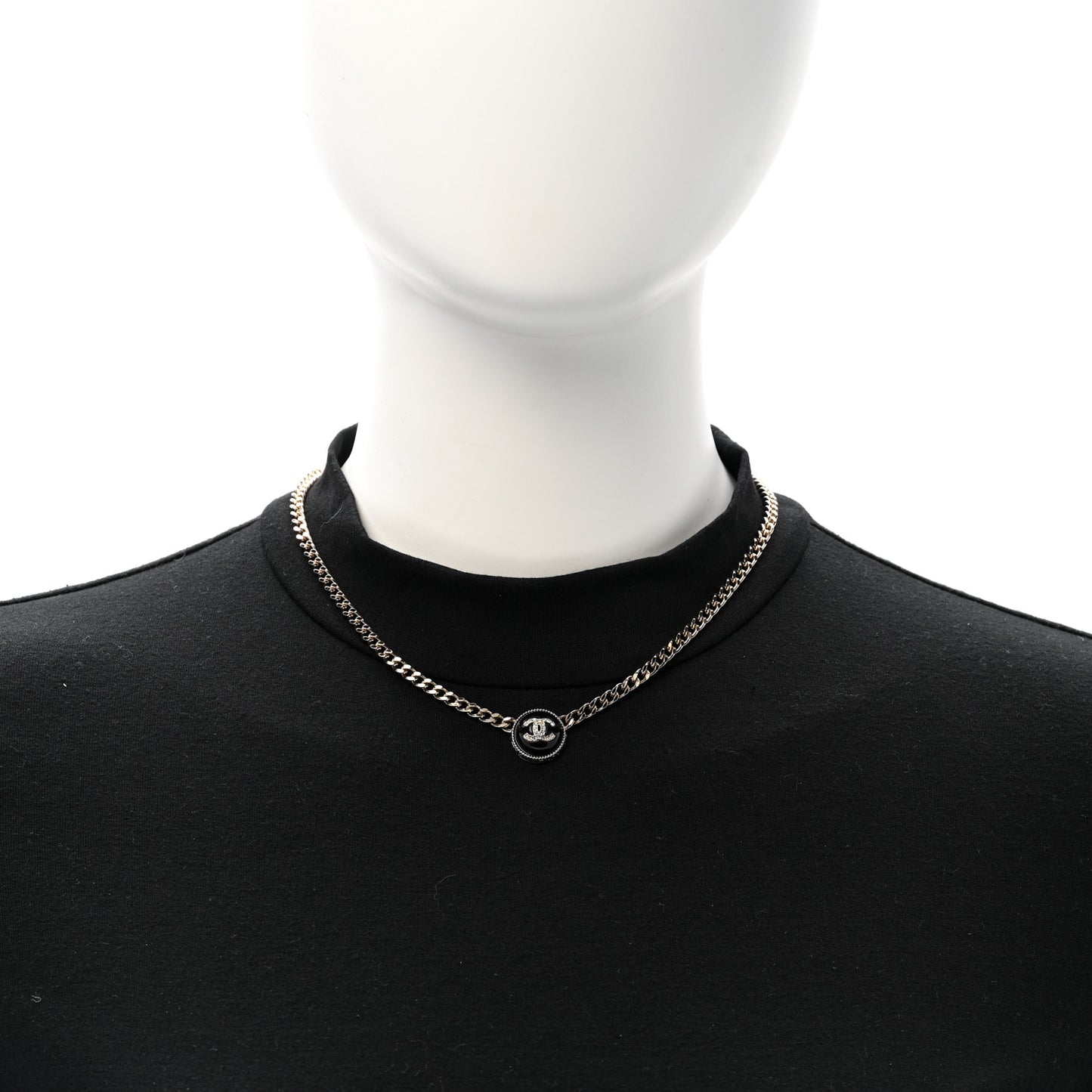 Crystal Resin CC Chain Link Short Necklace Black Gold