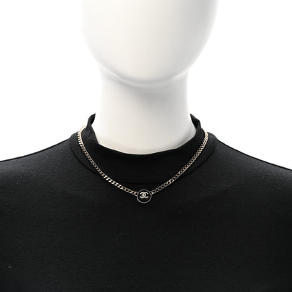 Chanel Crystal Resin CC Chain Link Short Necklace Black Gold 2 of 5