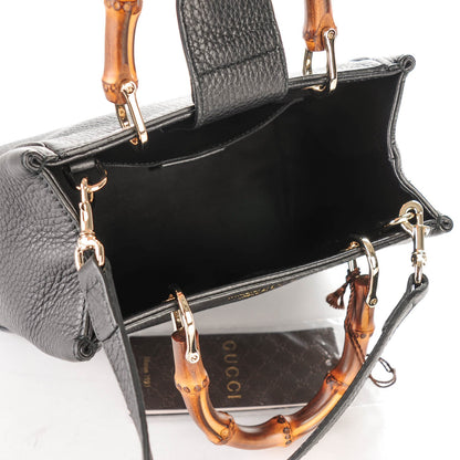 Gucci Cellarius Calfskin Mini Bamboo Shopper Tote Black 5 of 7