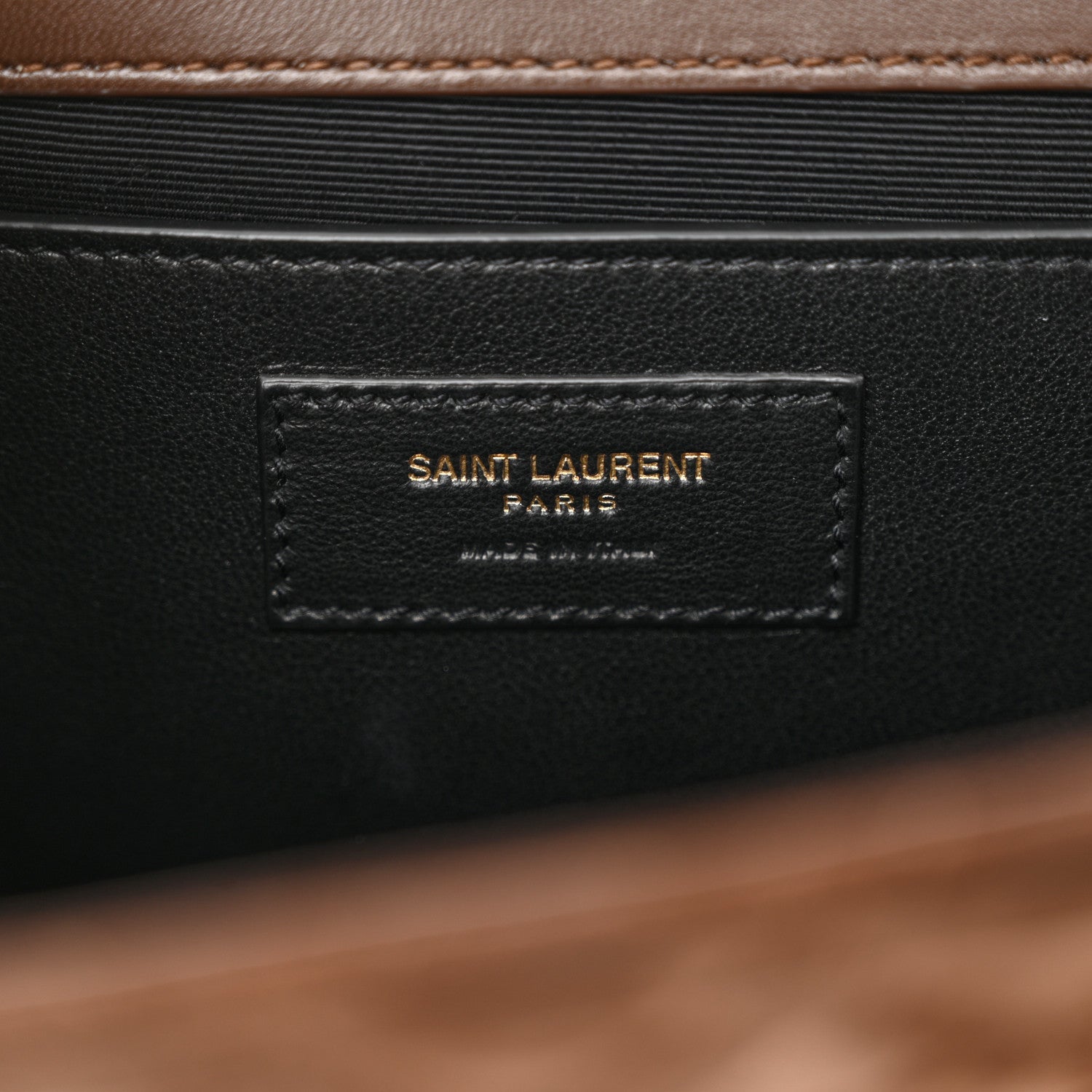 Saint Laurent Suede Mixed Matelasse Triquilt Medium Monogram Envelope Satchel Bark Brown 6 of 12