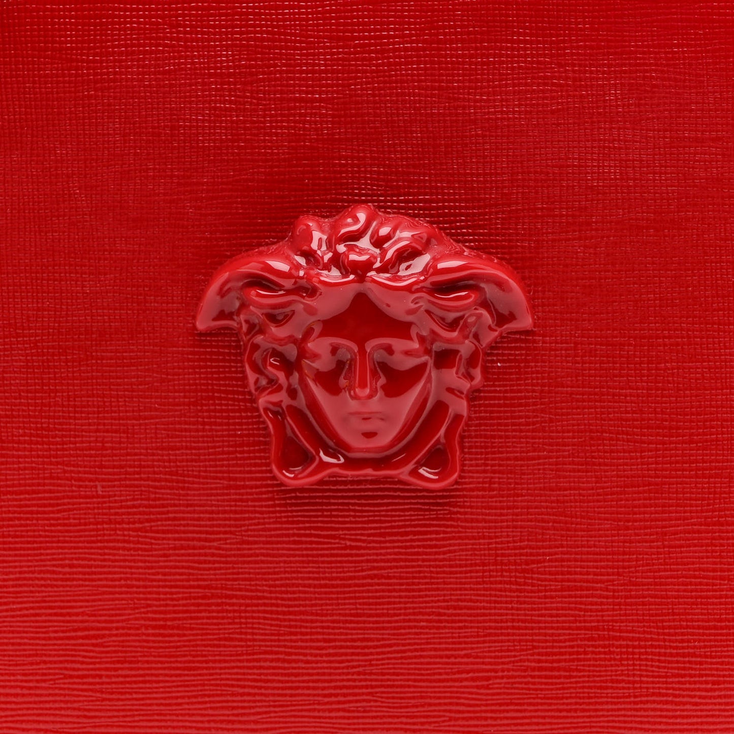 Grained Calfskin Medusa Camera Bag Red