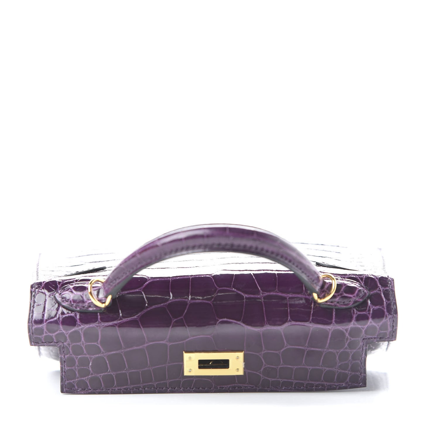 Shiny Alligator Mini Kelly Sellier 20 Cassis
