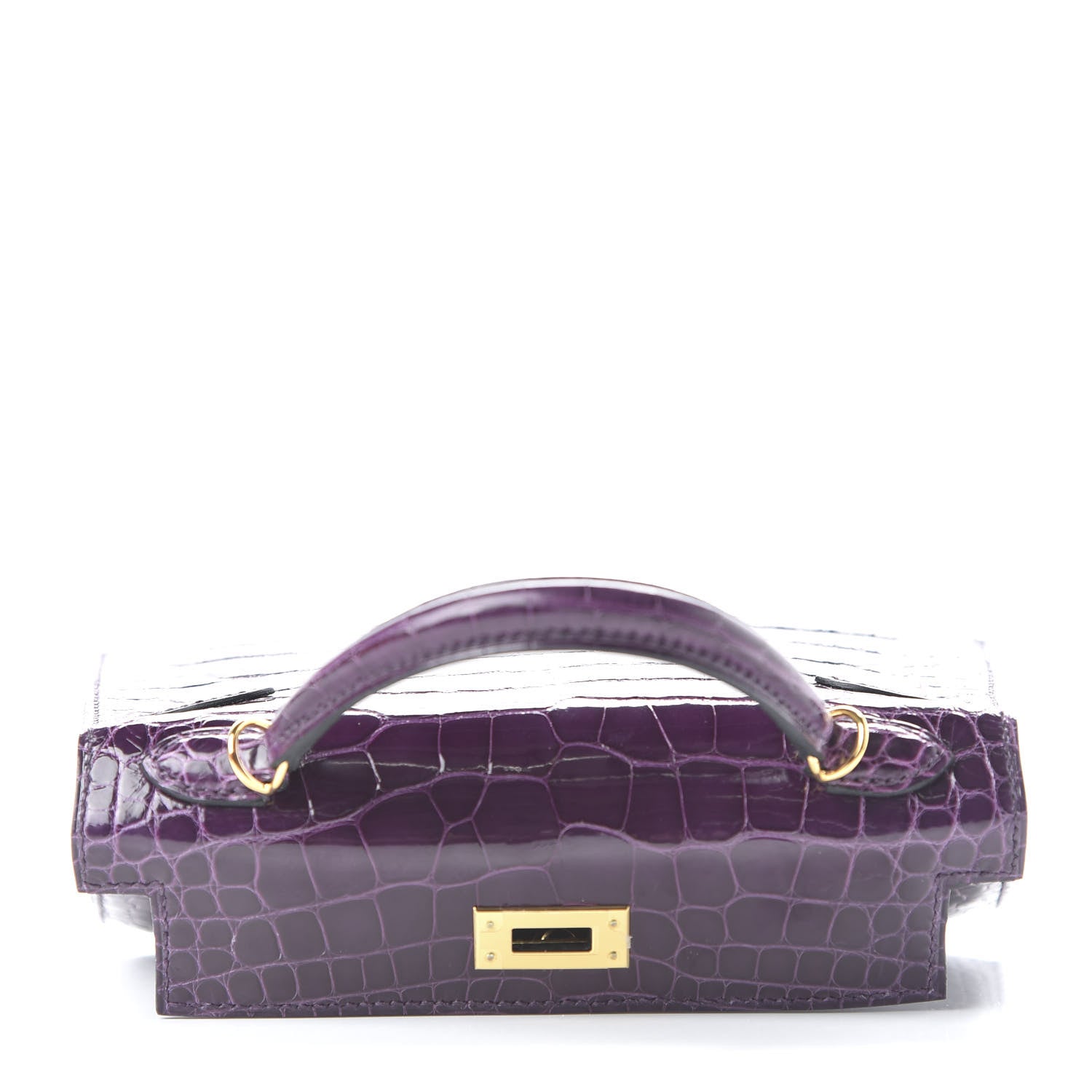 Hermes Shiny Alligator Mini Kelly Sellier 20 Cassis 16 of 31