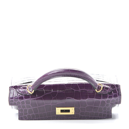Hermes Shiny Alligator Mini Kelly Sellier 20 Cassis 16 of 31
