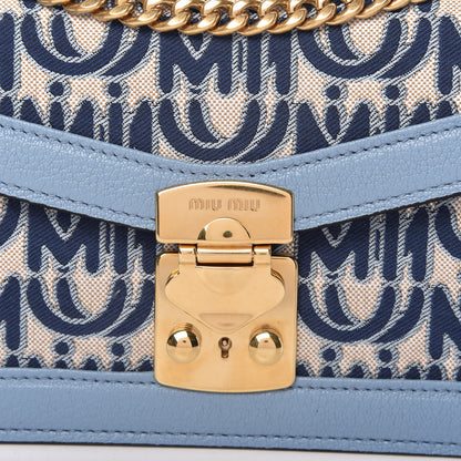 Miu Miu Jacquard Madras Confidential Logo Shoulder Bag Blue 12 of 12