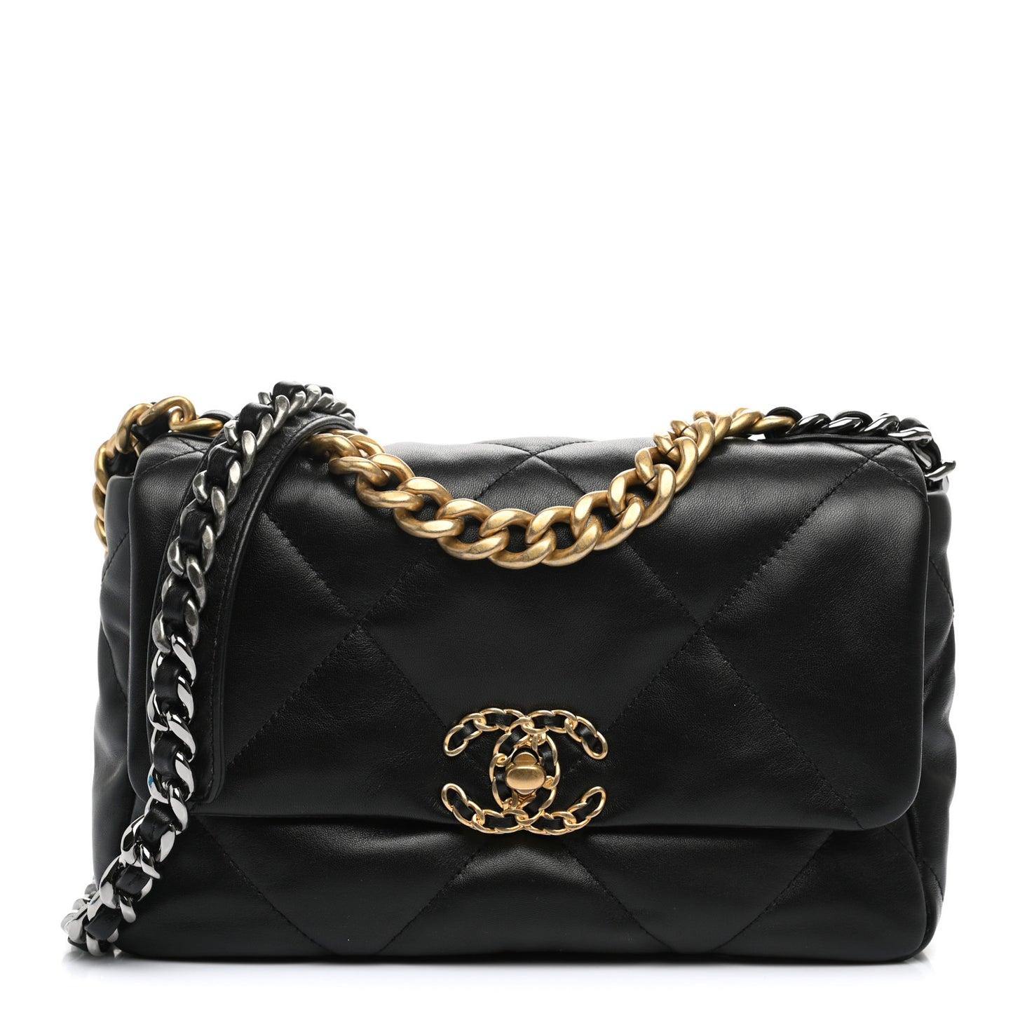 Lambskin Quilted Medium Chanel 19 Flap Black