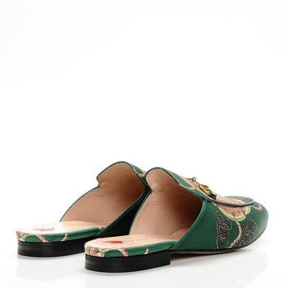 Gucci Satin Sea Lace Malaga Kid Womens Princetown Slippers 41 Gucci Bright Green Black 4 of 8