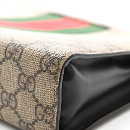 Gucci GG Supreme Monogram Selleria Calfskin Web New Web Cosmetic Case Beige Ebony Cocoa 11 of 11