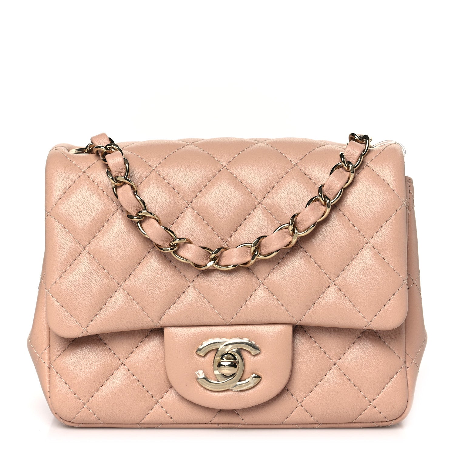 Chanel Lambskin Quilted Mini Square Flap Beige 1 of 9