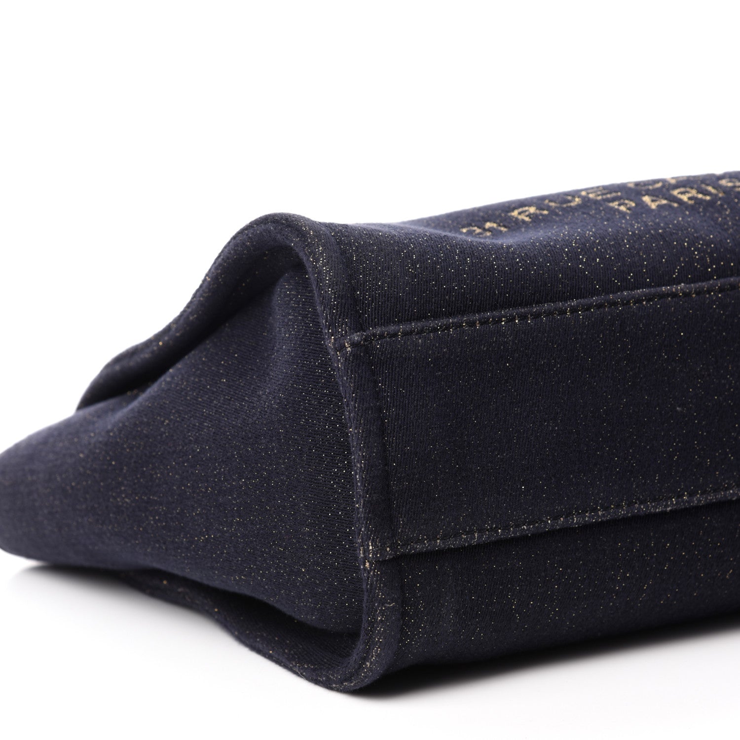 Chanel Lurex Canvas Small Deauville Tote Navy Blue Gold 6 of 11