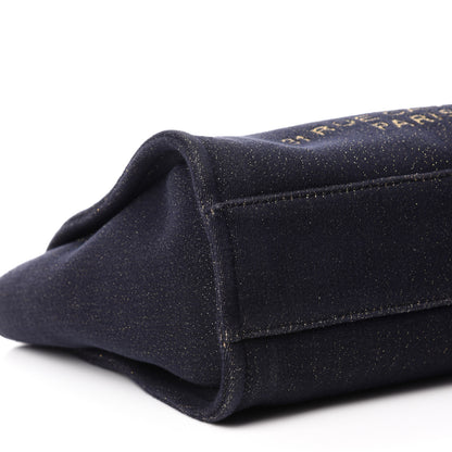 Chanel Lurex Canvas Small Deauville Tote Navy Blue Gold 6 of 11