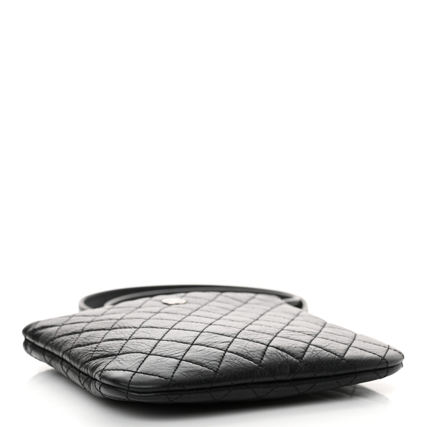 Aged Calfskin Quilted Crossbody Bag Black