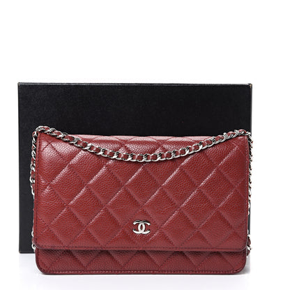 Chanel Caviar Quilted Wallet On Chain WOC Dark Red 12 of 12