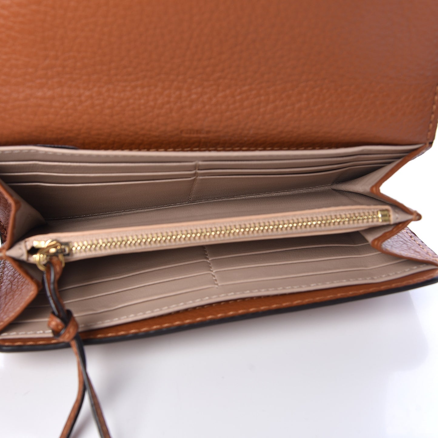 Calfskin Marcie Continental Flap Wallet Tan