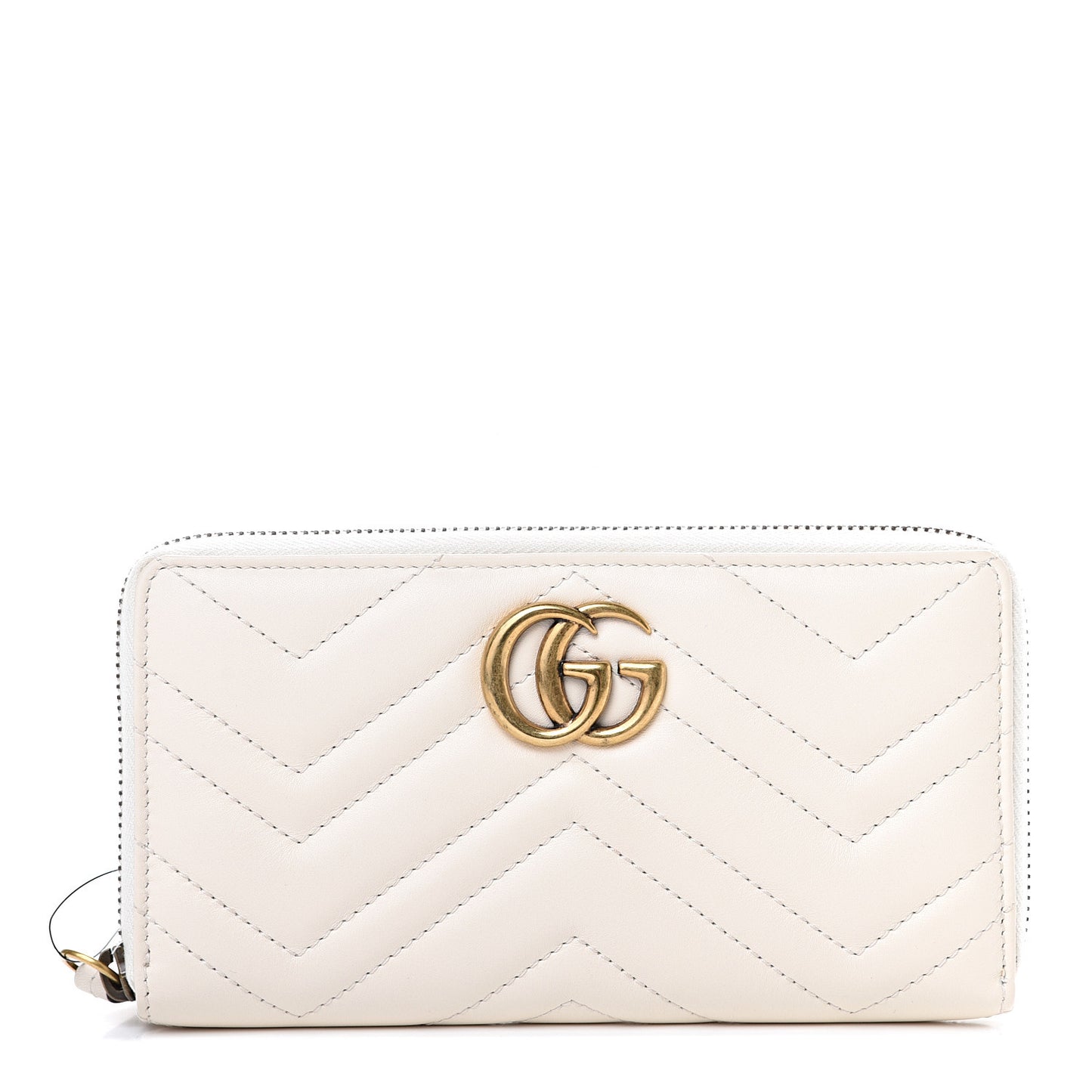 Calfskin Matelasse GG Marmont Zip Around Wallet White