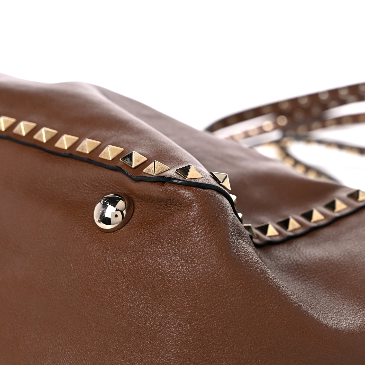 Valentino Garavani Vitello Medium Rockstud Tote Dark Noisette 9 of 21