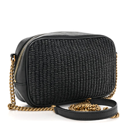 Saint Laurent Raffia Canvas Monogram Mini Lou Camera Bag Black 3 of 11