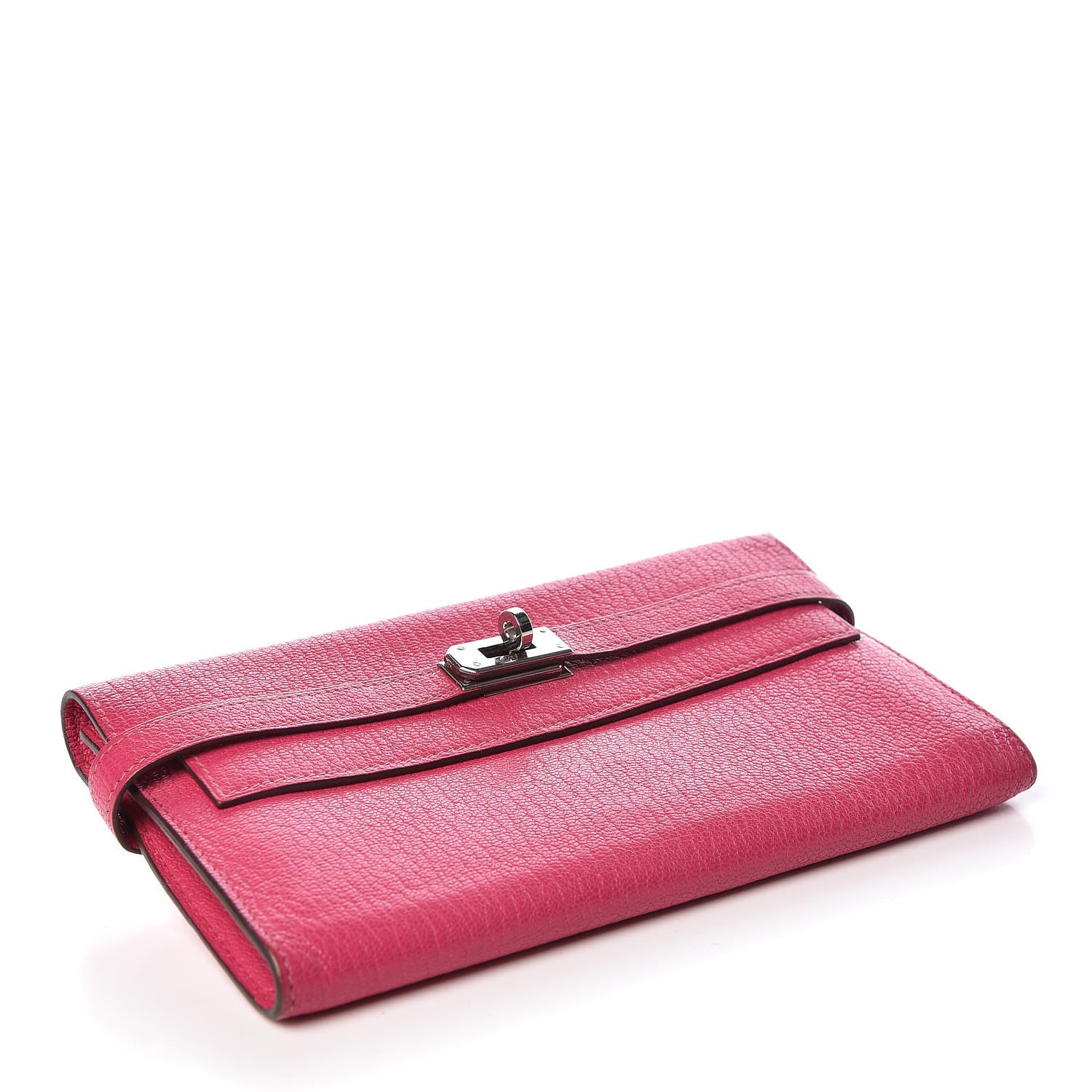 Hermes Chevre Mysore Kelly Longue Wallet Rose Shocking 4 of 13