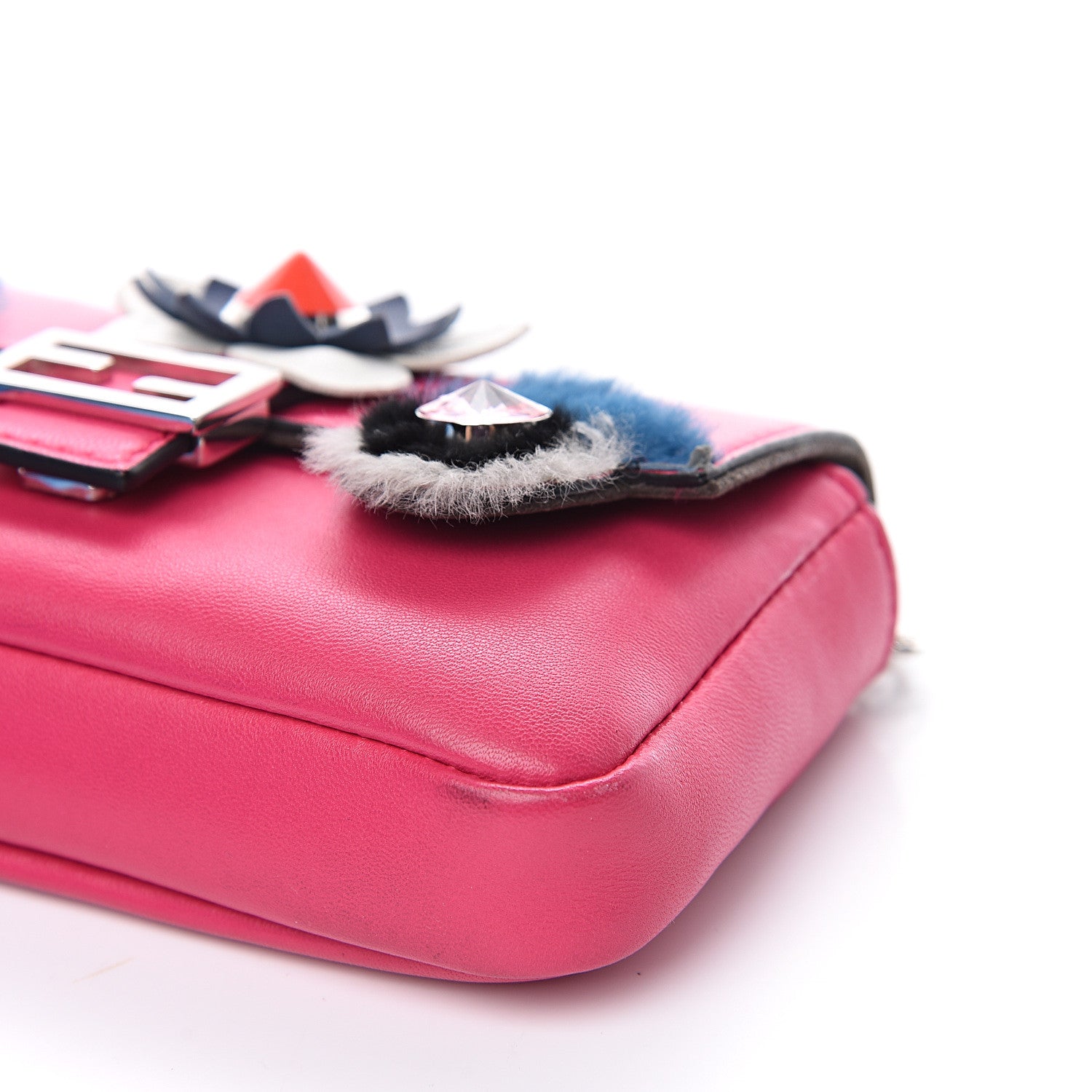 Fendi Shiny Nappa Rabbit Fur Crystal Flowerland Micro Buggie Baguette Fuxia Curacao Multicolor 7 of 7