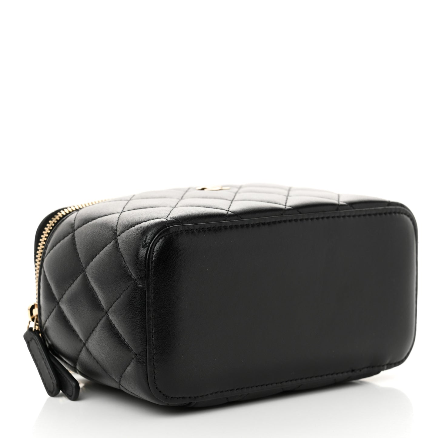 Lambskin Quilted Small Vanity Case With Chain Black Black