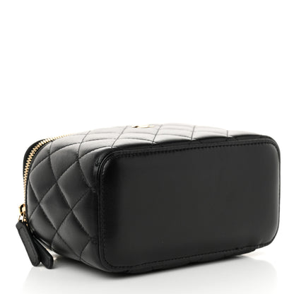 Chanel Lambskin Quilted Small Vanity Case With Chain Black Black 4 of 11