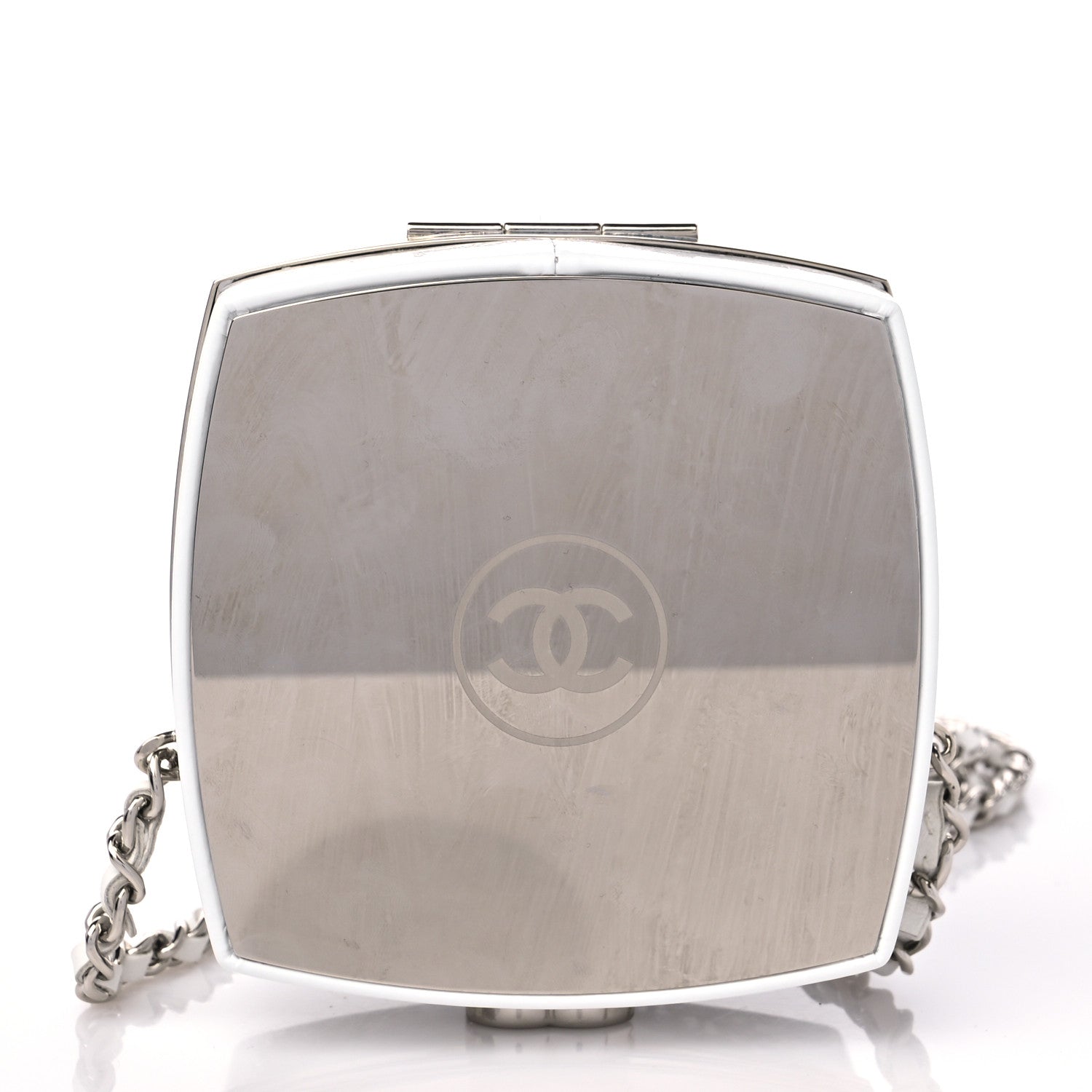 Chanel Patent Goatskin Quilted Clutch With Chain White 8 of 10
