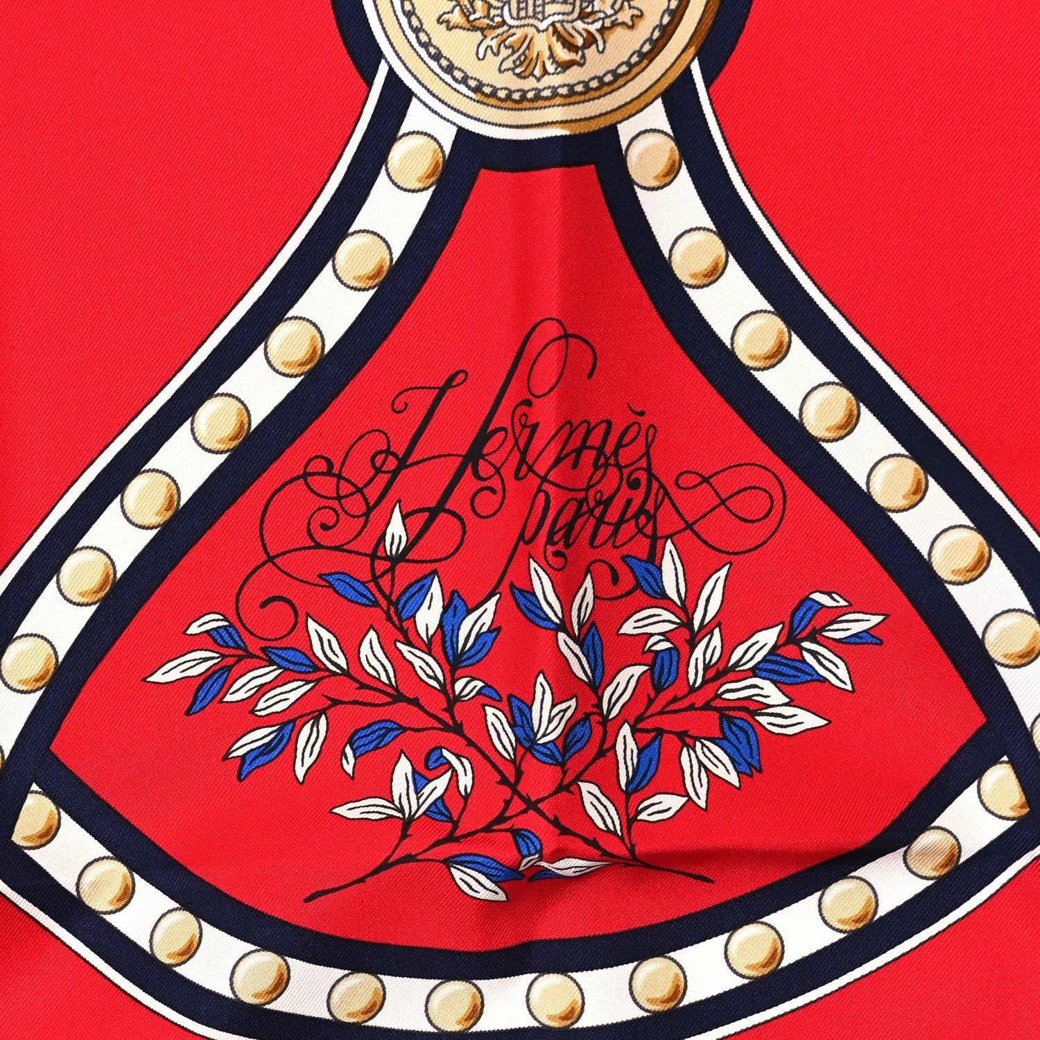 Hermes Silk Twill Grand Tralala 90 Rouge Bleu White 2 of 5