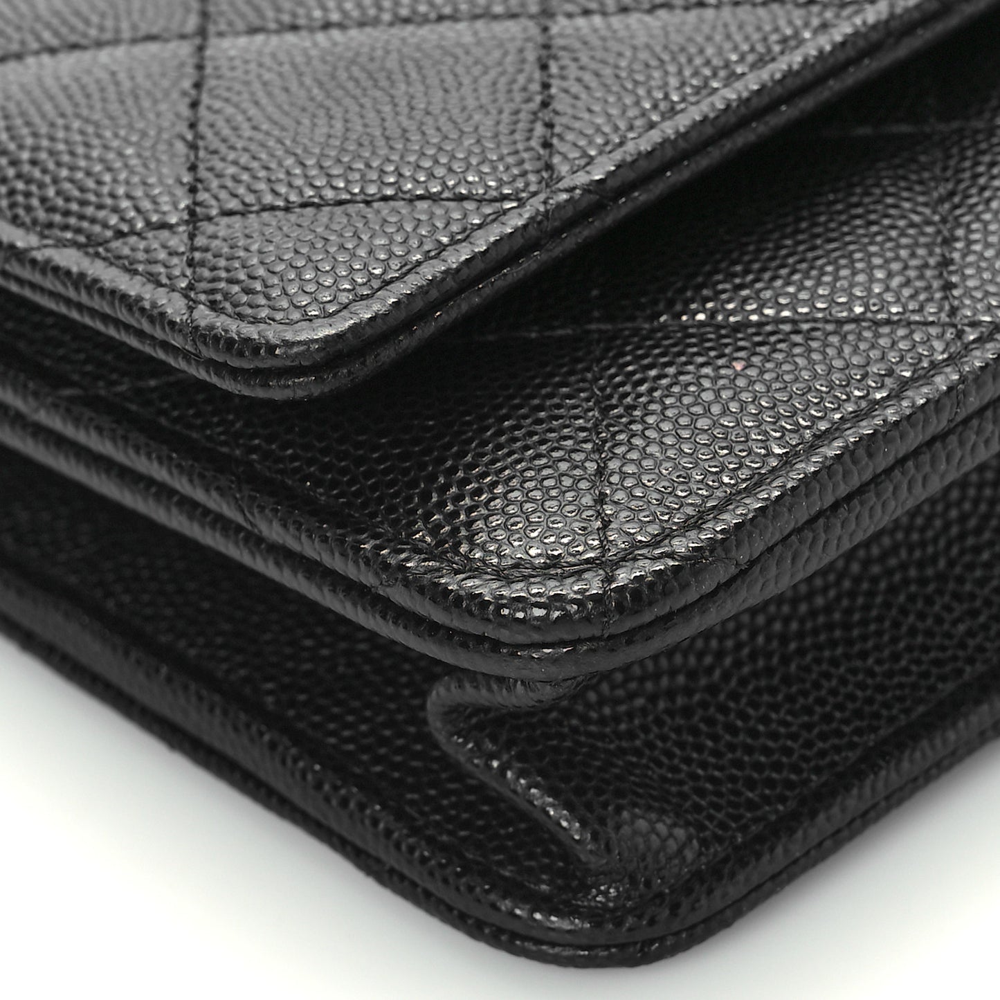 Caviar Quilted Crystal CC Wallet On Chain WOC Black