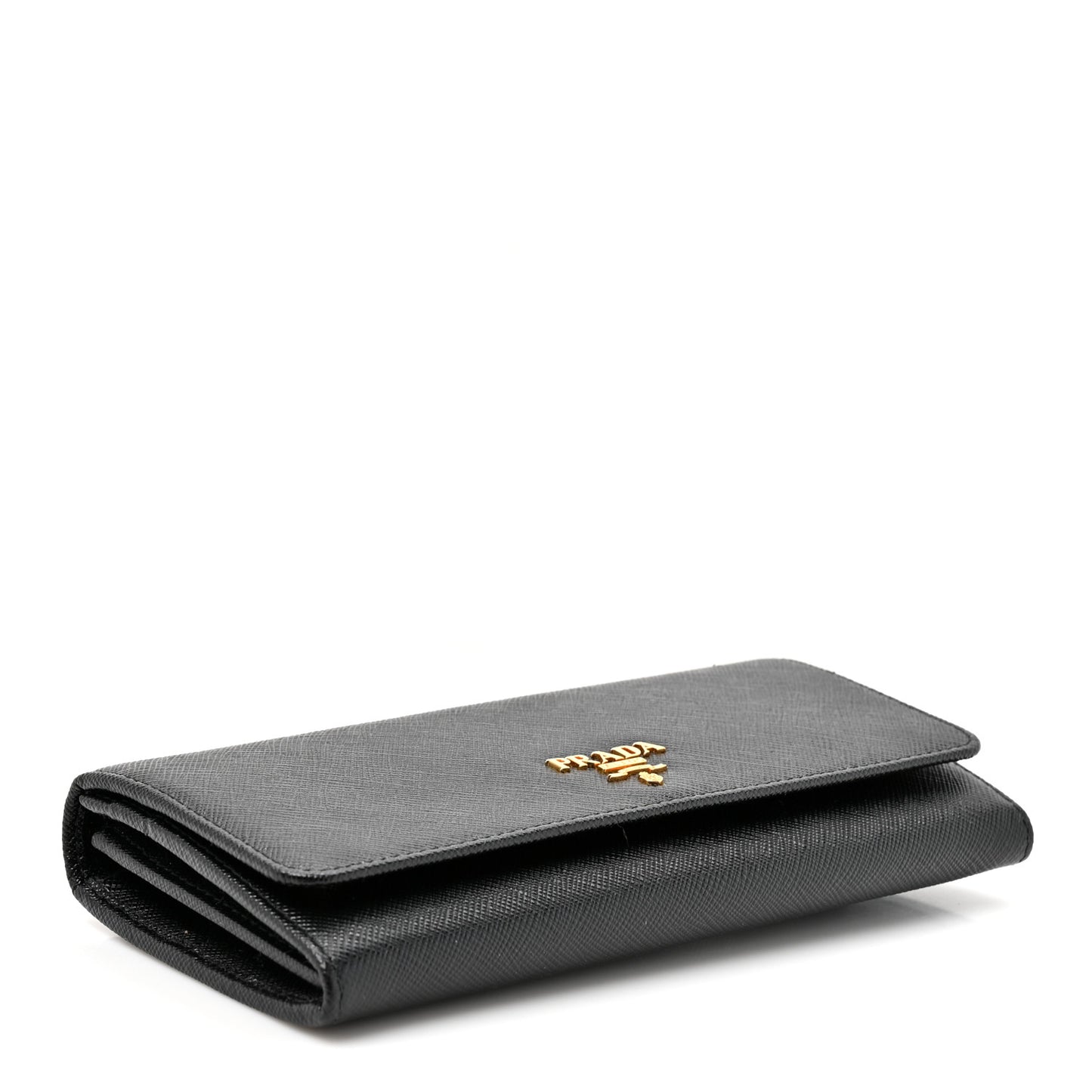 Saffiano Metal Continental Flap Wallet Black