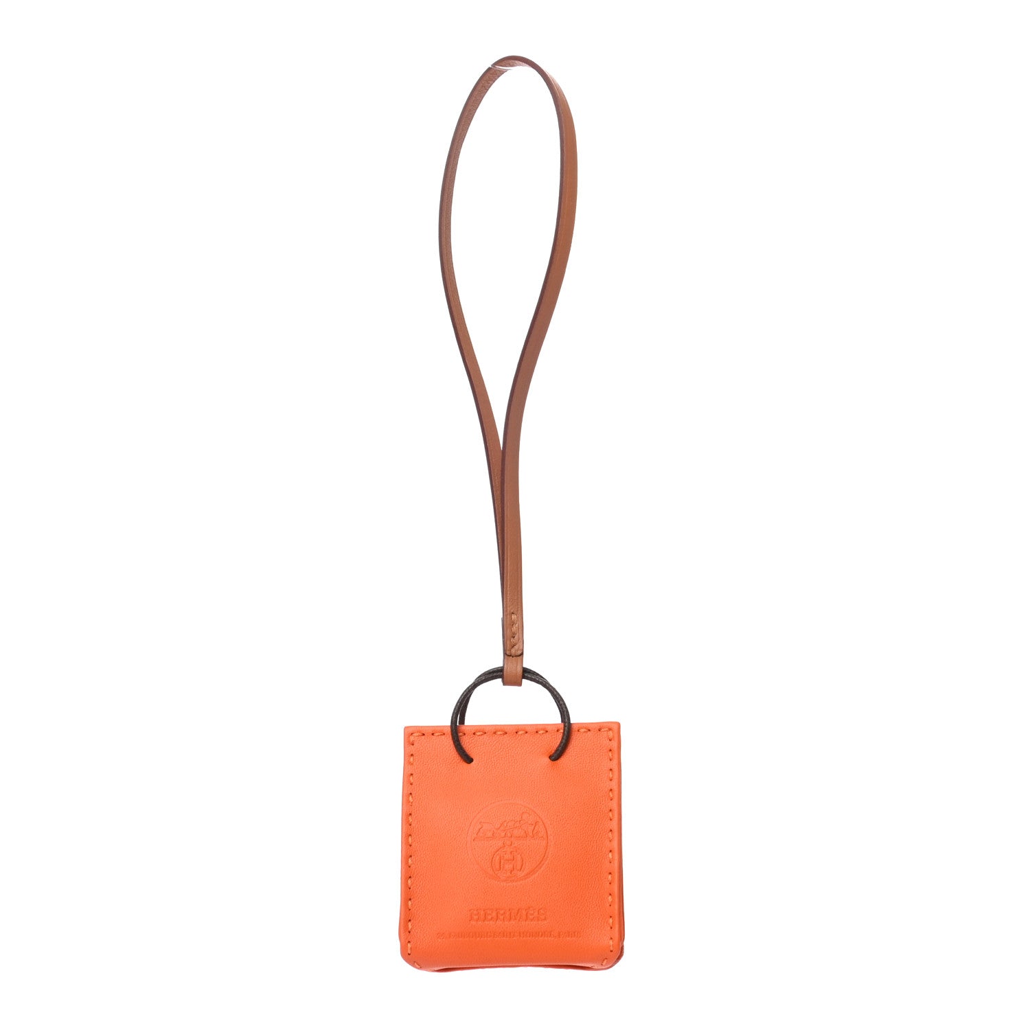 Hermes Milo Lambskin Swift Shopping Bag Charm Feu Gold 1 of 4