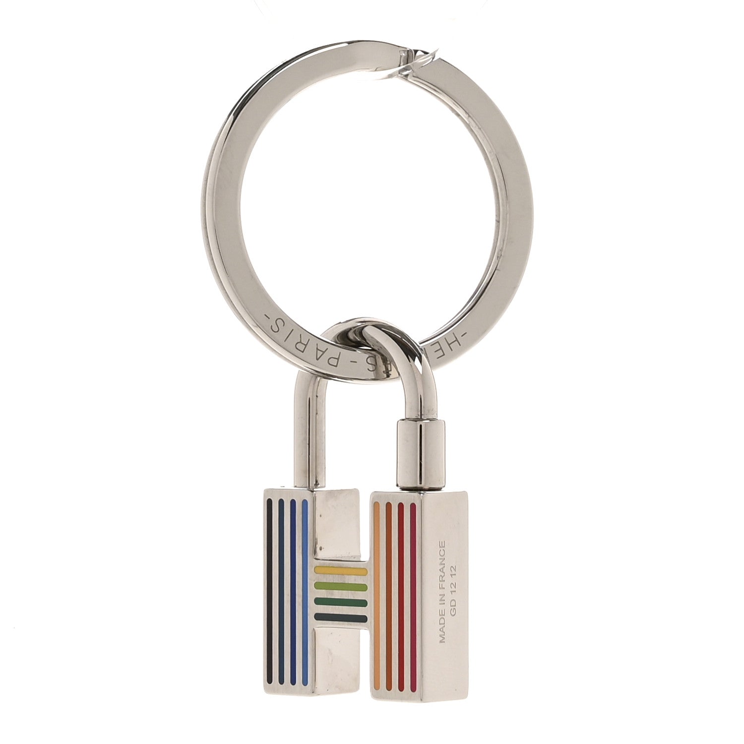 Hermes Lacquered Palladium Cadenas Quizz Rainbow Key Ring  Multicolor 1 of 4