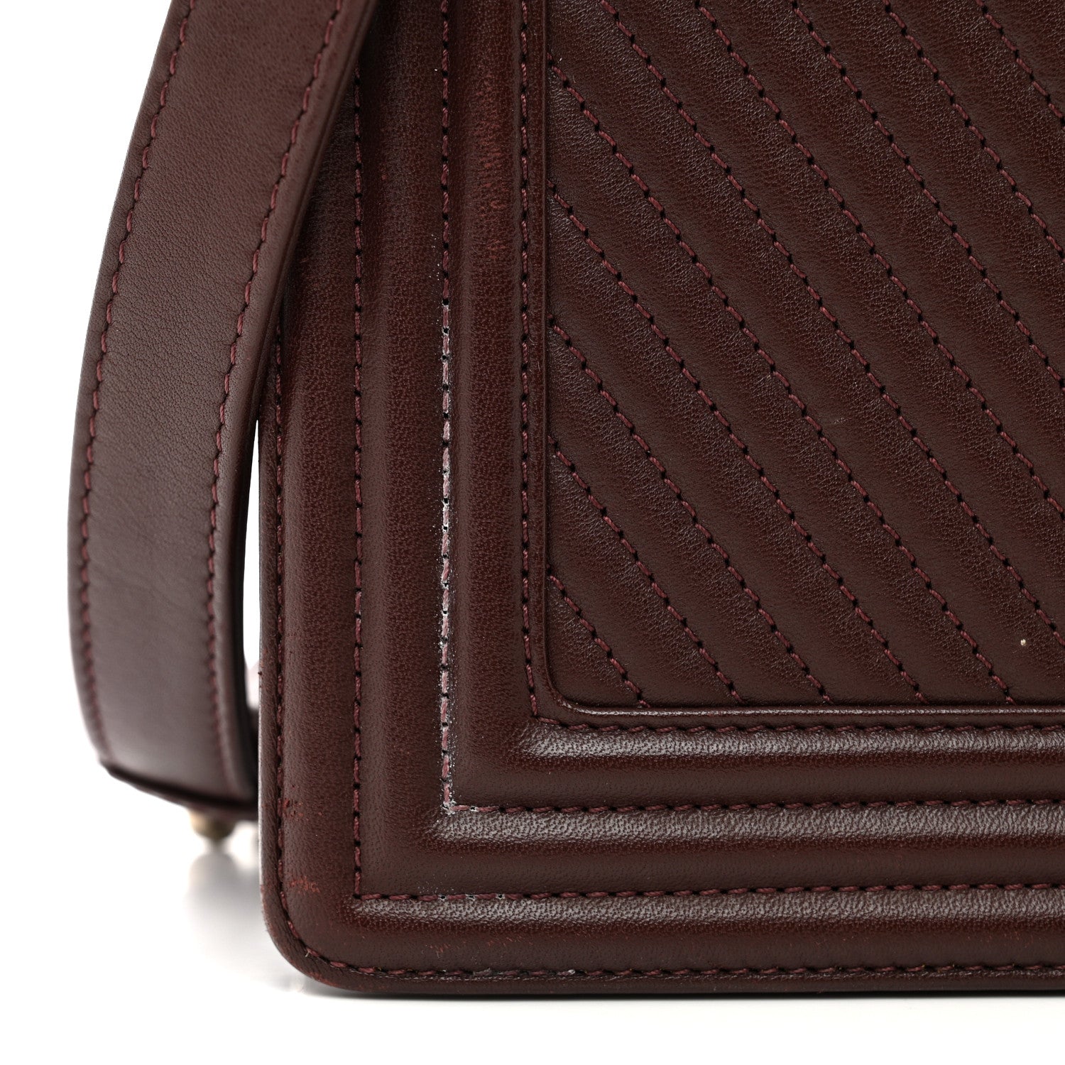 Chanel Calfskin Chevron Quilted New Medium Boy Flap Burgundy 12 of 13
