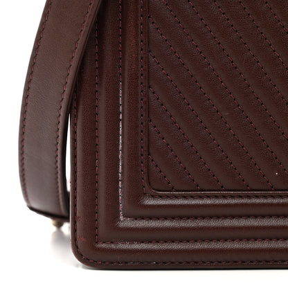 Chanel Calfskin Chevron Quilted New Medium Boy Flap Burgundy 12 of 13