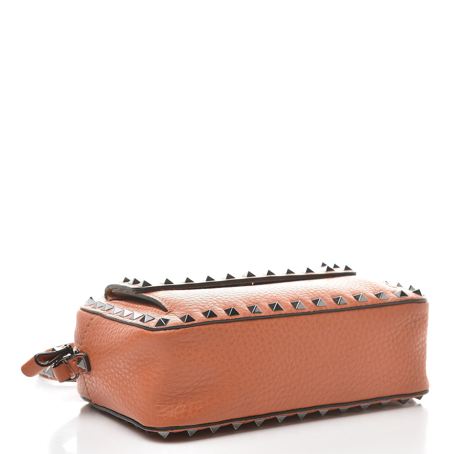 Valentino Garavani Pebbled Calfskin Rockstud Flap Pocket Camera Crossbody Bag Orange 4 of 13