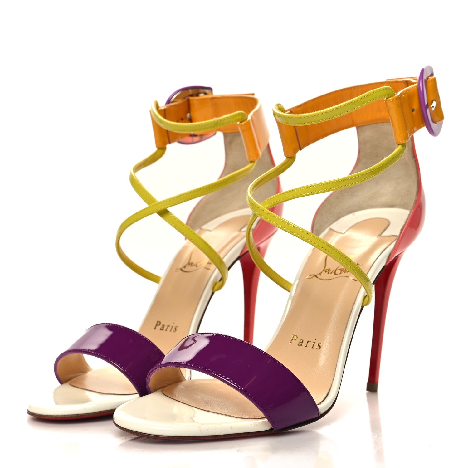 Christian Louboutin Patent Calfskin Choca 100 Sandals 36.5 Multicolor 4 of 8