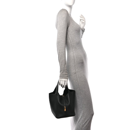 Hermes Taurillon Clemence Picotin Lock 22 MM Black 2 of 9