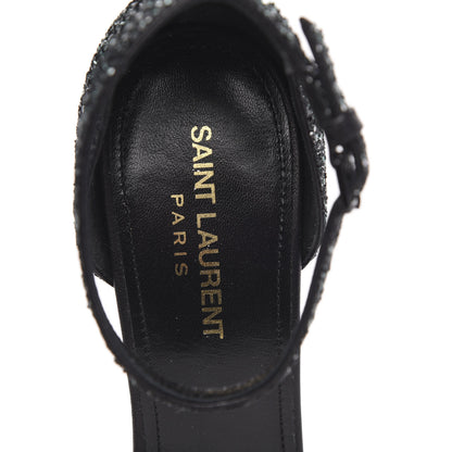 Saint Laurent Glitter Amber 105 Ankle Strap Sandals 39.5 Black 6 of 8