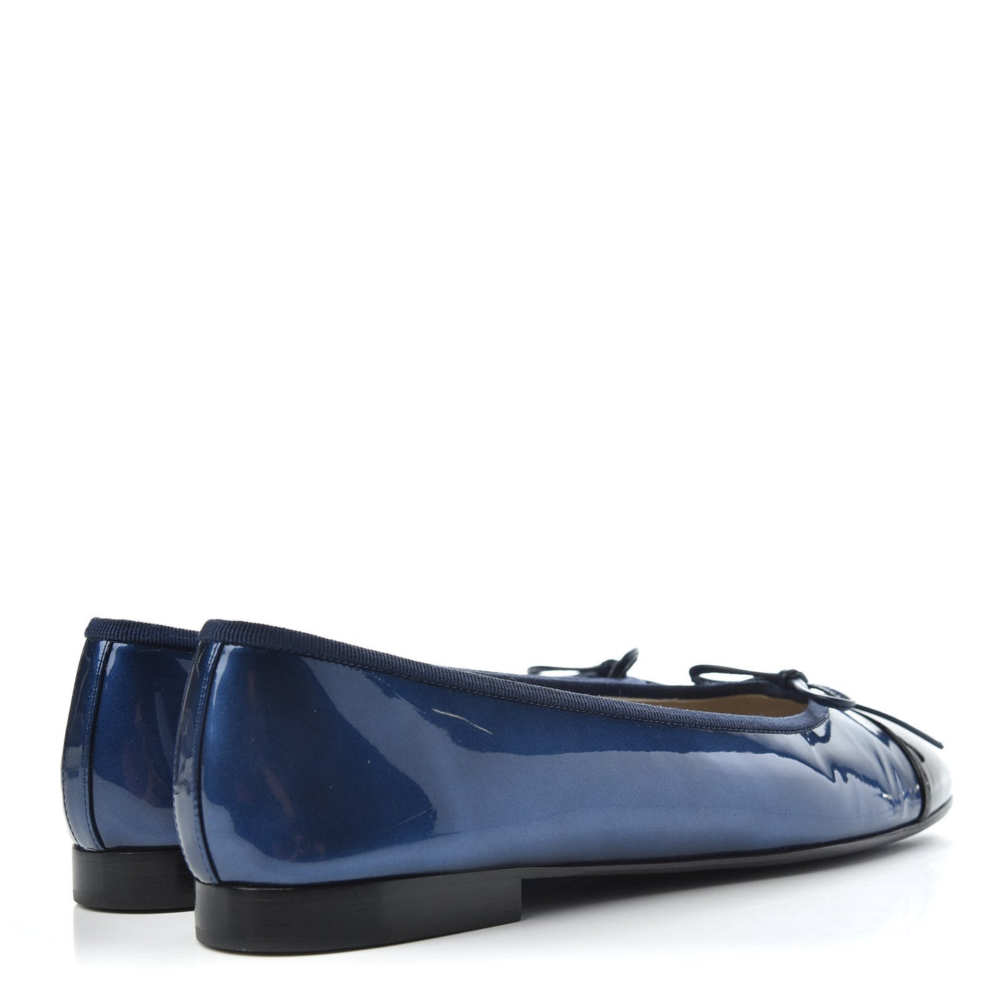 Patent CC Cap Toe Ballerina Flats 38.5 Blue Black
