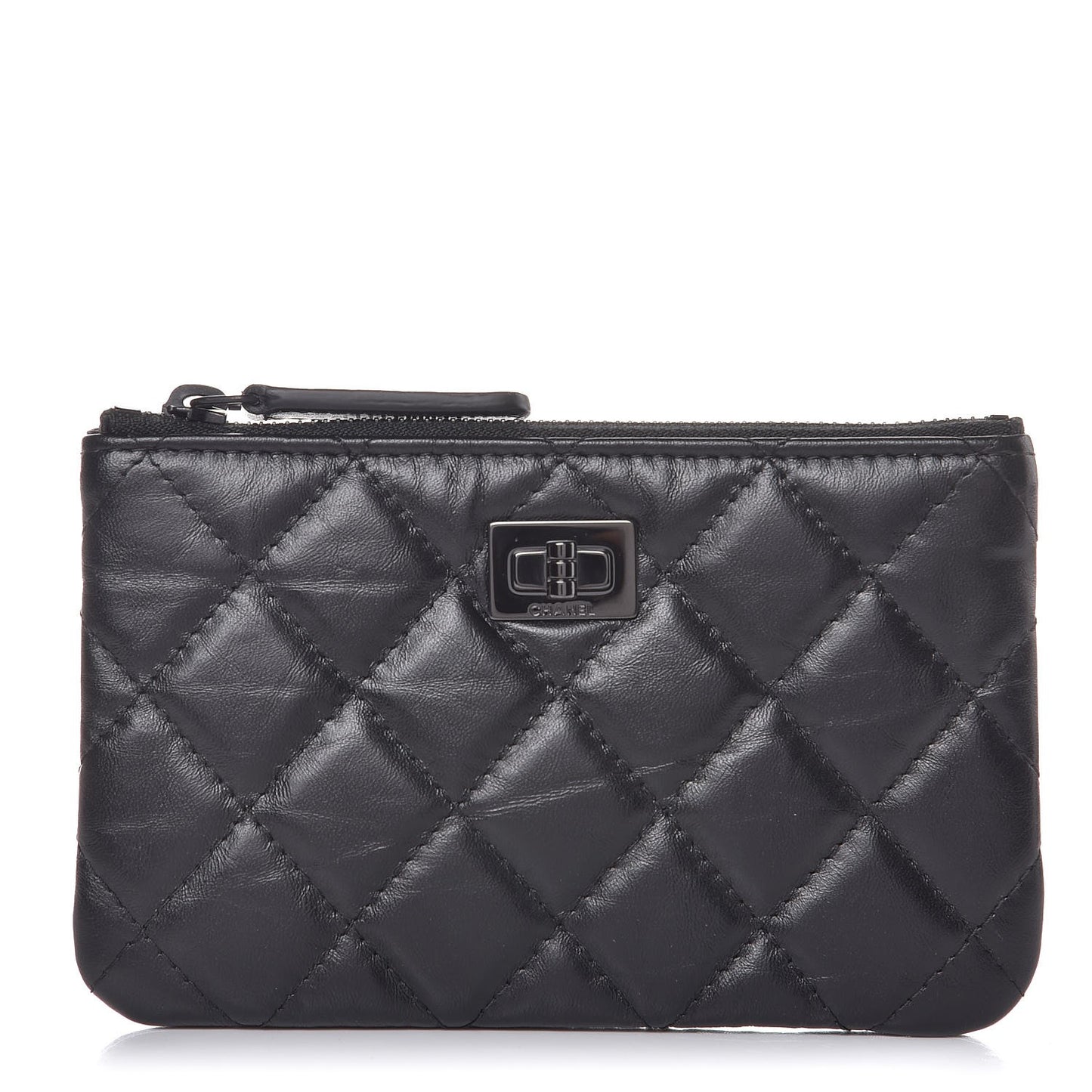Aged Calfskin Quilted Small Reissue Cosmetic Case So Black