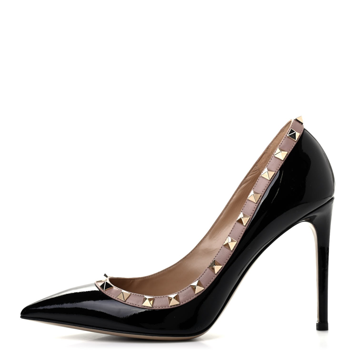 Valentino Garavani Patent Rockstud 100mm Pumps 38.5 Black Poudre 1 of 7