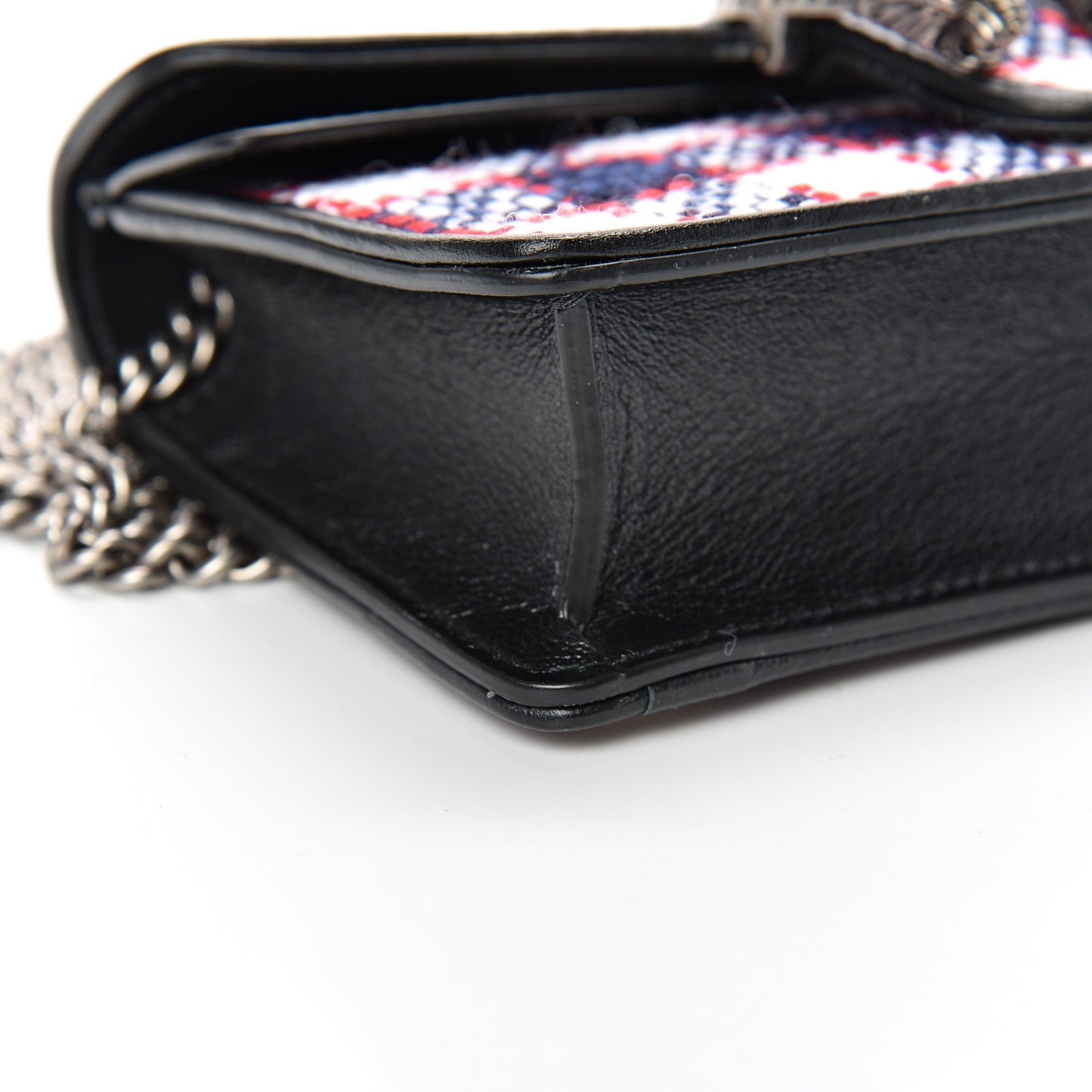 Vintage Tweed Check Super Mini Dionysus Shoulder Bag White Hibiscus Red Marine