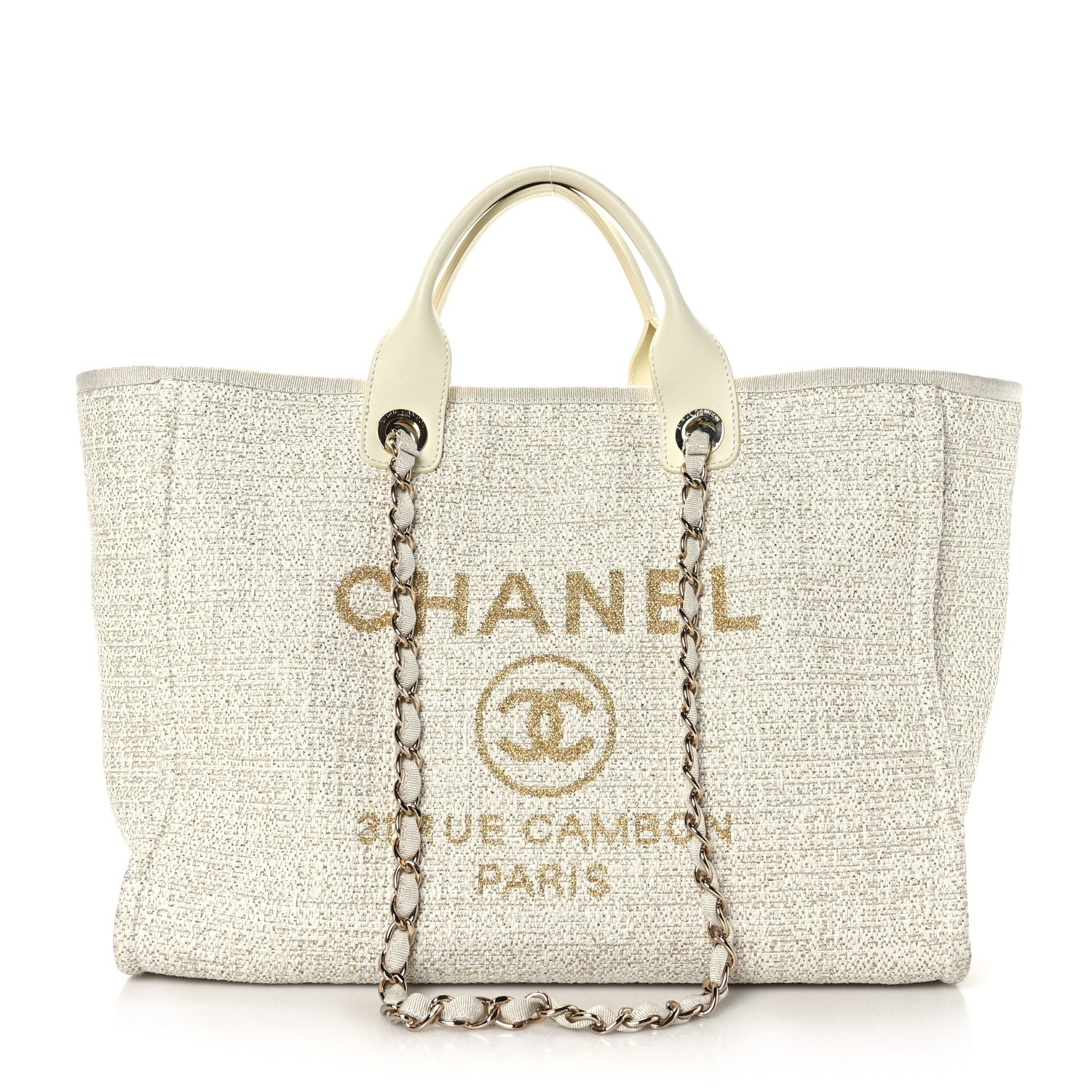 Chanel Canvas Large Deauville Tote Ivory 1 of 10