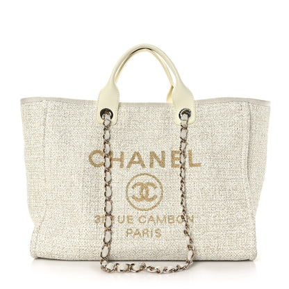 Chanel Canvas Large Deauville Tote Ivory 1 of 10