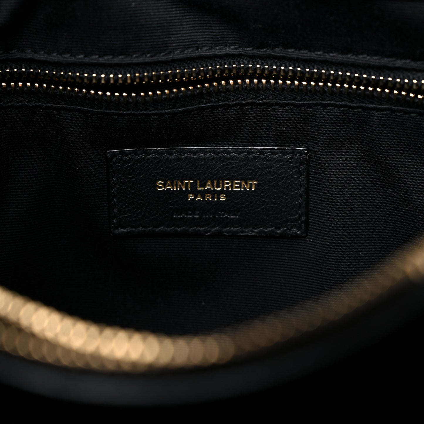 Calfskin Y Quilted Monogram Medium Loulou Chain Satchel Black