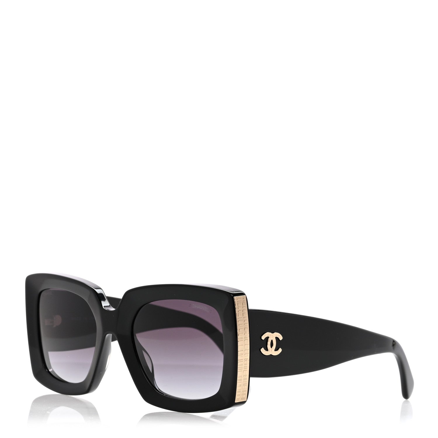 Chanel Acetate Rectangle Sunglasses 5435-A Black 1 of 8